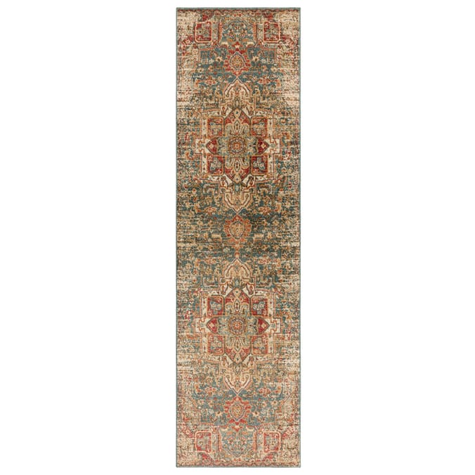 Asiatic Raja Medallion Runner  RA09 -Teal/Multi