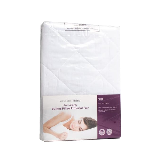 Essential Living Anti-Allergy Quilted Pillow Protector Pair