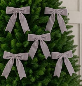 Frosted Spirit Velvet Bow 5 Pack - Grey