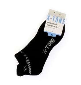 X-Tone Mens Cushioned Trainer Socks 3 Pairs Black