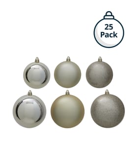 Festive Feeling Mixed Size Christmas Baubles 25 Pack - Gold
