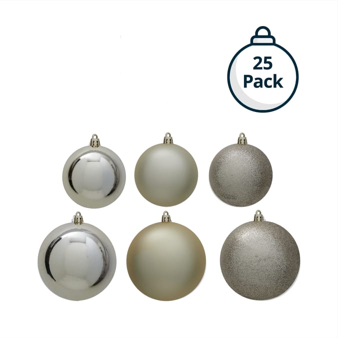 Festive Feeling Mixed Size Christmas Baubles 25 Pack