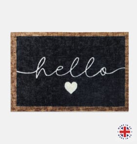 Hello Black Door Mat 40x60