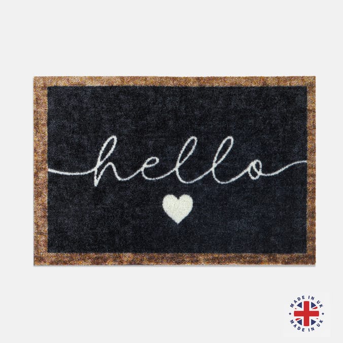 Hello Black Door Mat 40x60