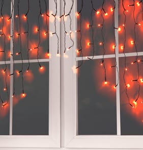 Haunted House Halloween 100 LED Curtain Light - Orange