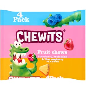 Chewits Strawberry, Fruit Salad & Blue Raspberry Flavour Fruit Chews 4 x 30g