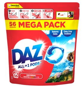 Daz All-In-1 Pods Washing Liquid Capsules For Whites & Colours 54 Washes