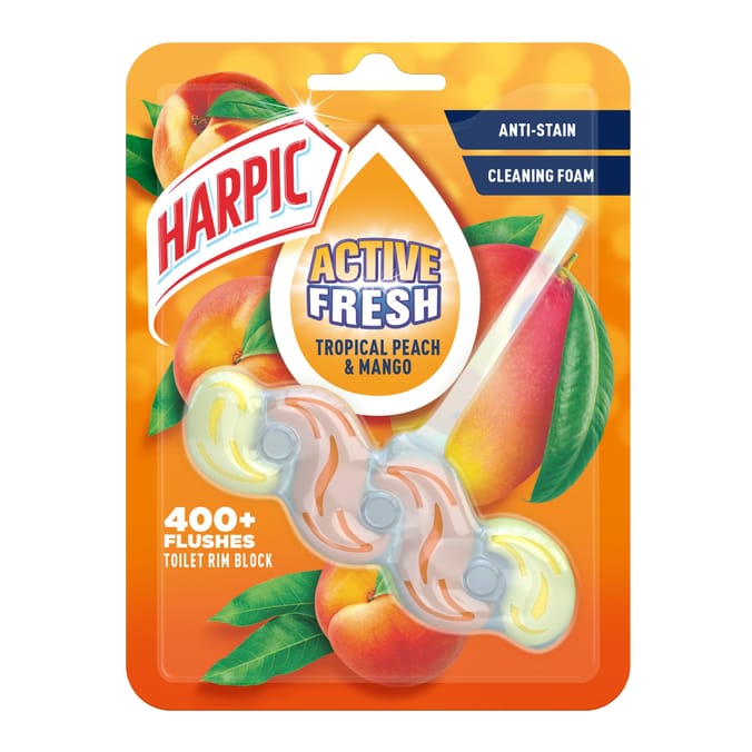 Harpic Active Fresh Toilet Rim Block -  Tropical Peach & Mango
