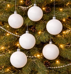 Festive Feeling 10cm Christmas Bauble 6 Pack - White