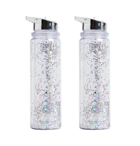Dreamer Glitter Water Bottle 2 Pack - Silver