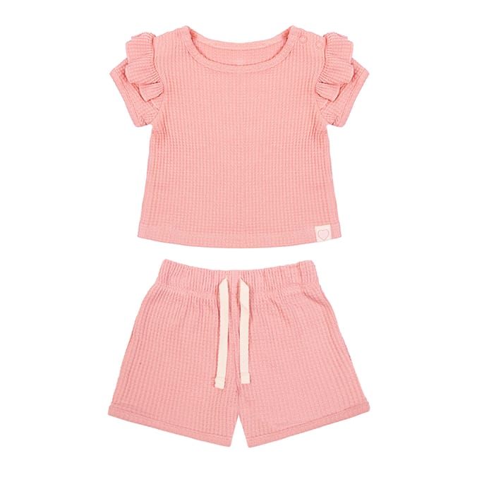 Pure Baby Blush Pink Waffle Co-Ord Set