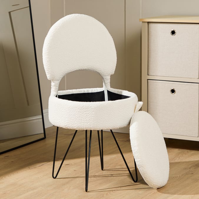Home Collections Cream Boucle Storage Stool
