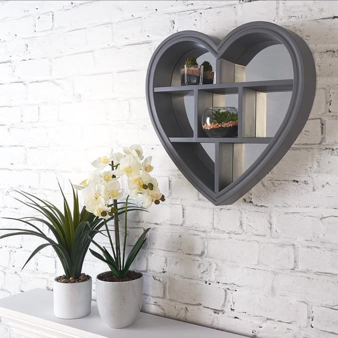 Loft Range Heart Mirror Shelf - Grey