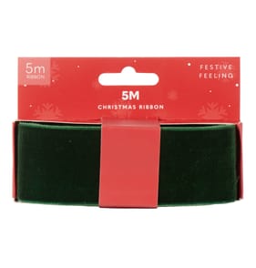 Festive Feeling 5 Metre Christmas Ribbon - Green
