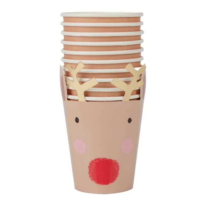 Festive Feeling Reindeer Paper Cups 10 Pack