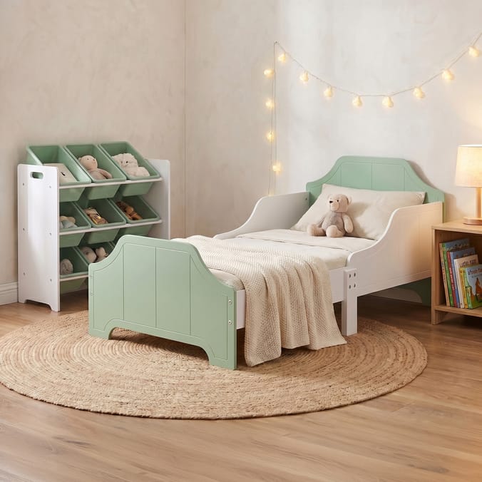 Liberty House Toys Two Tone Bed & 9 Bin Storage Set - White & Green
