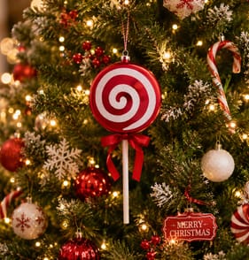 Sleigh Bells Christmas Candy Cane Lollipop Decoration