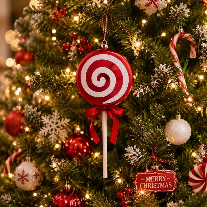 Sleigh Bells Christmas Candy Cane Lollipop Decoration