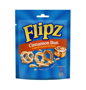 Flipz Cinnamon Bun Flavour Coated Pretzel Snacks 90g