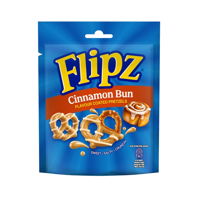 Flipz Cinnamon Bun Flavour Coated Pretzel Snacks 90g