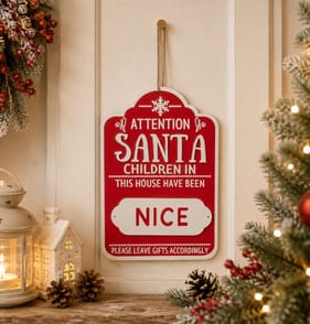 Sleigh Bells Naughty Or Nice Tree Plaque