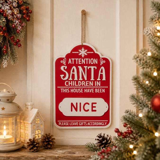 Sleigh Bells Naughty Or Nice Tree Plaque