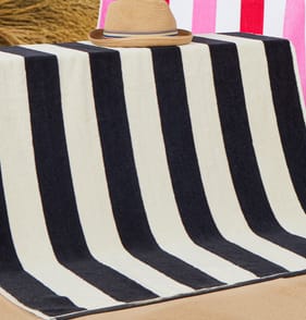 Hello Summer Stripe Beach Towel - Black & White