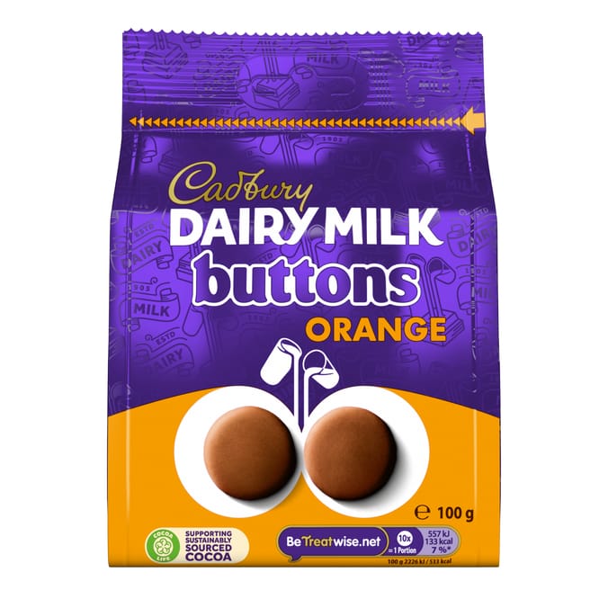Cadbury Dairy Milk Chocolate Orange Buttons Bag 100g