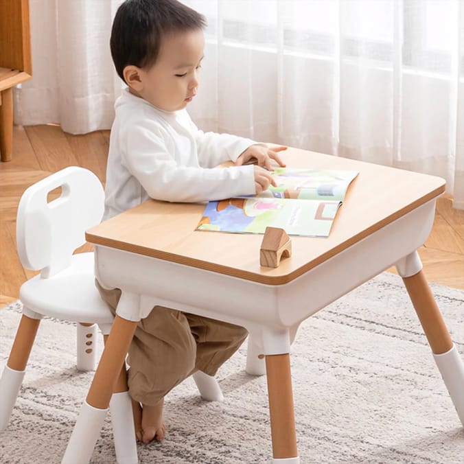 Kids Scandi Height Adjustable Table and Chair Set