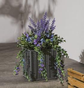 Jardin Artificial Flower In Rattan Planter - Purple