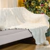 Festive Feeling Chenille Knit Pom Throw - Cream