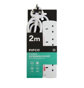 Pifco Extension Socket with Surge Protection 2m - 4 Way Gang