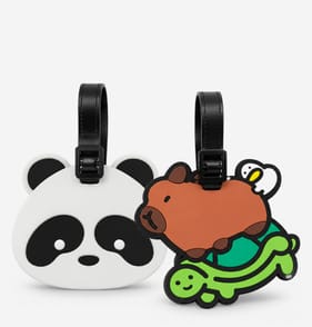 Travel Luggage Tags 2 Pack - Panda & Capybara