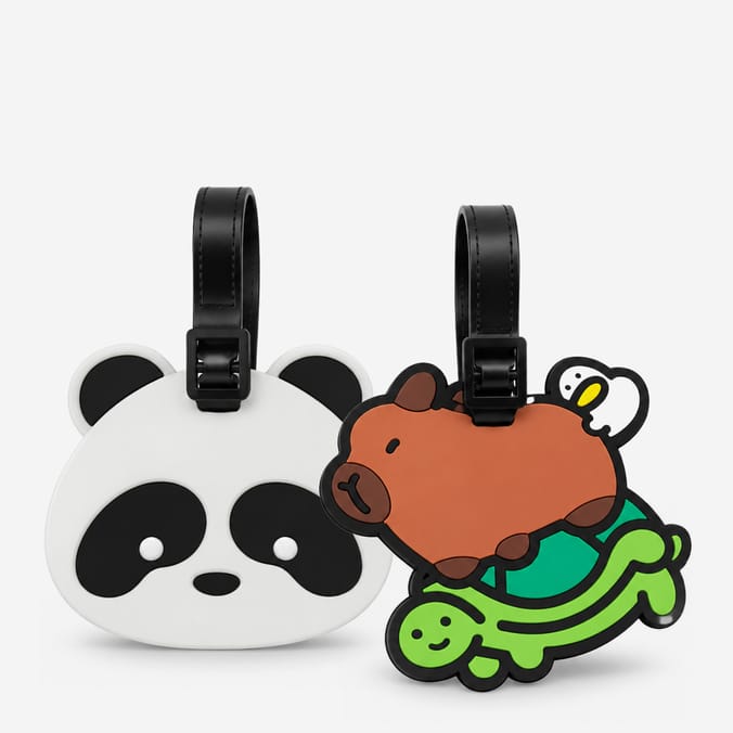 Travel Luggage Tags 2 Pack - Panda & Capybara
