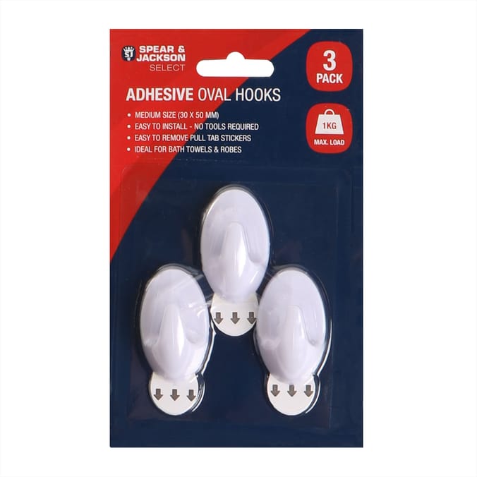 Spear & Jackson Adhesive Oval Hooks 3 Pack