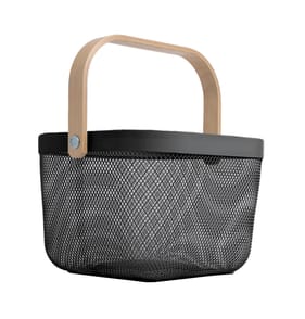 Home Collections Mesh Basket With Wooden Handle - Black