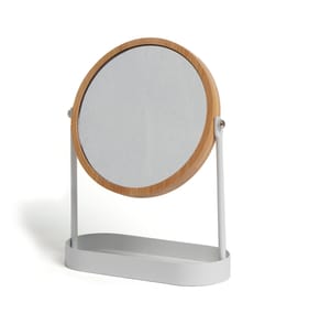 Bathroom Bamboo Mirror - White