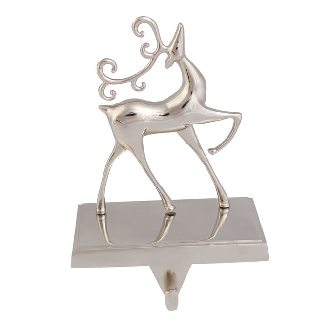 Festive Feeling Silver Christmas Stocking Holder - Reindeer