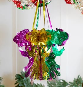 Festive Feeling Tinsel Lantern - Multi-Colour