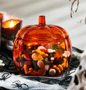 Haunted House Glass Pumpkin Sweet Jar - Orange