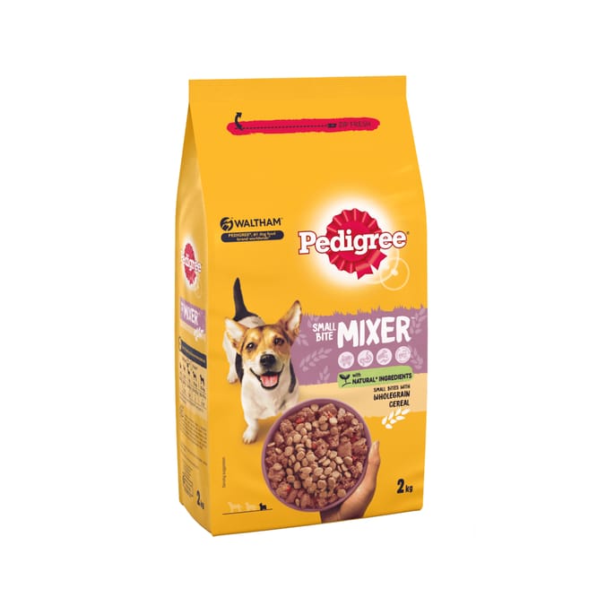 Pedigree Small Bite Mixer Adult Small Dog Dry Food with Wholegrain Cereal 2kg