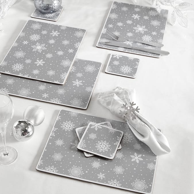 Nordic Spirit Set Of 4 Placemats & Coasters - Snowflakes