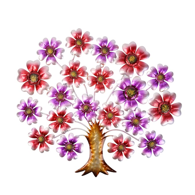  Jardin Colourful Metal Tree Wall - Flowers