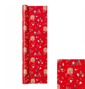 Sleigh Bells 6M Wrapping Paper - Red Gingerbread