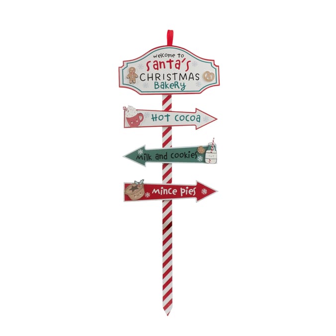 Sleigh Bells Christmas Stake Sign - Welcome To Santa's Christmas Bakery