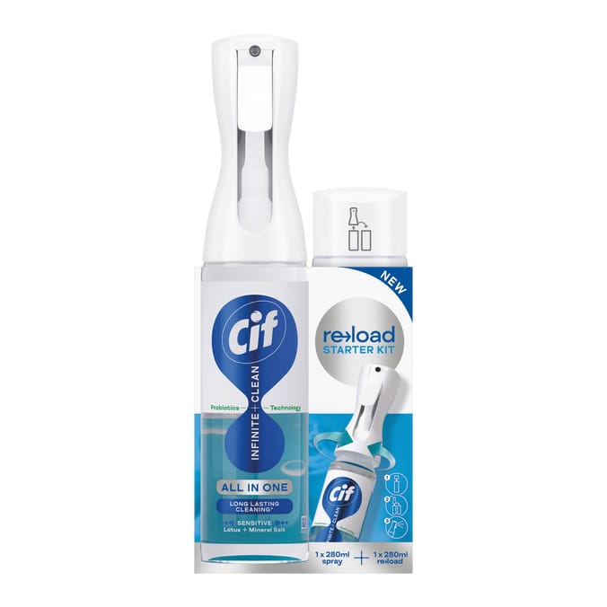 Cif Infinite Clean Cleaner Spray & Reload Starter Kit 2x 280ml - Lotus & Mineral Salt