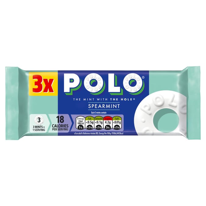 Polo Spearmint Mint Tube 3 Pack Multipack 102g