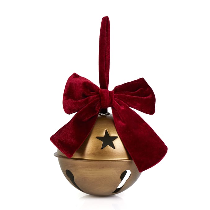Winter Charm Gold Bell With Velvet Top Bow