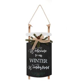 Nordic Spirit Wooden Sleigh Hanging Plaque - Black