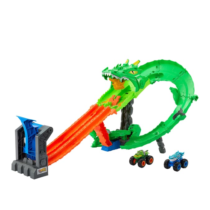 Hot Wheels Monster Trucks Sharks vs. Dinos Dragon Destruction Playset